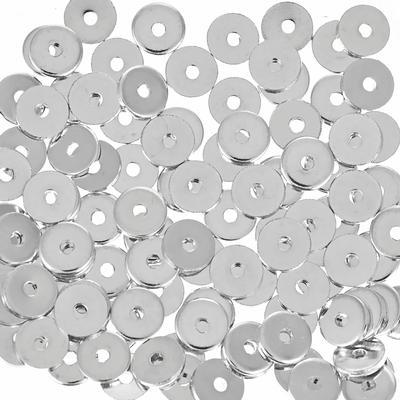 6mm Silver Finished Steel Disc Beads - Goody Beads