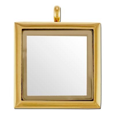 30mm Square Gold Stainless Steel Glass Locket