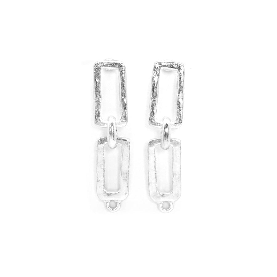 39x10mm Silver Rectangle Linked Post Earrings - Goody Beads