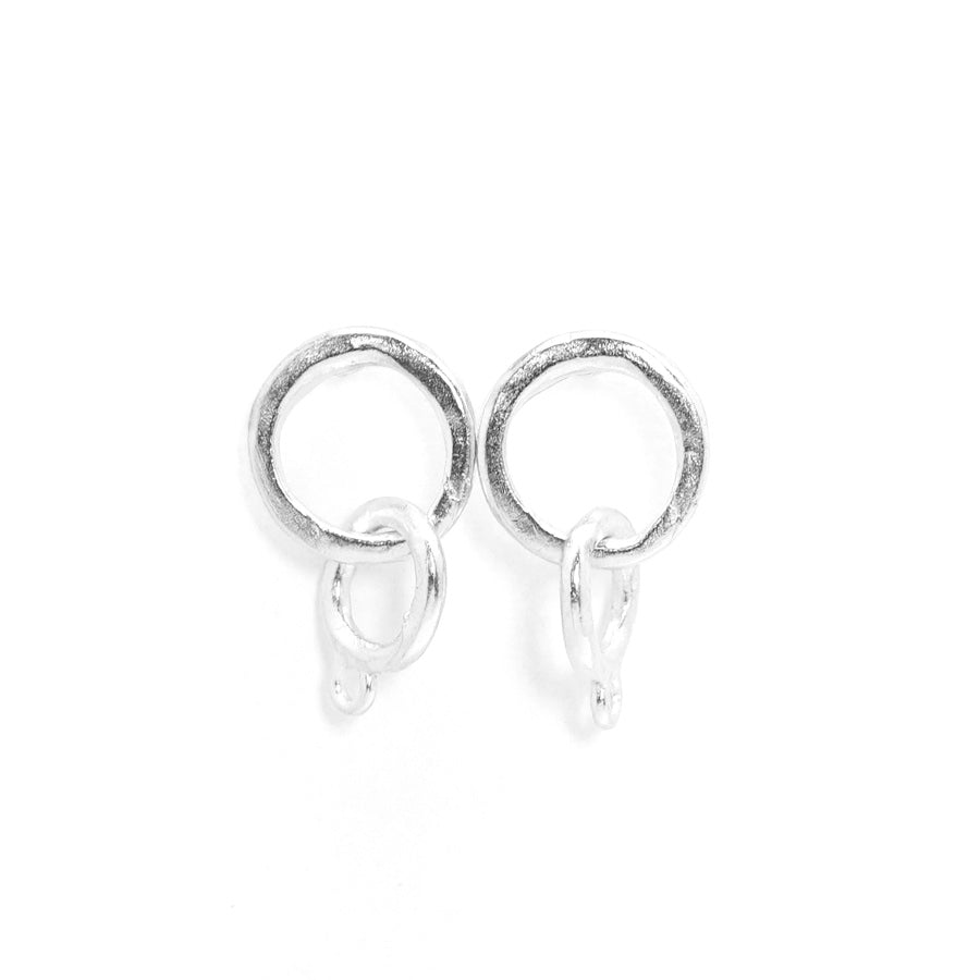 28x16mm Silver Round Linked Post Earrings - Goody Beads