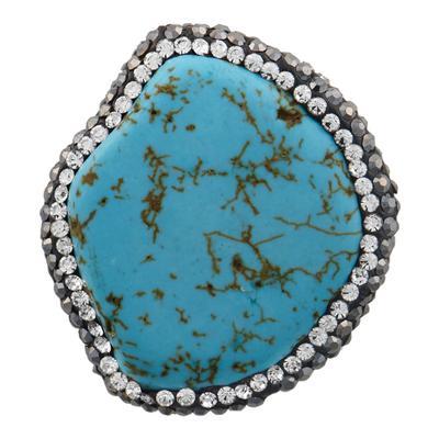 Large Rhinestone Pave Embellished Turquoise Irregular Flat Bead - Goody Beads