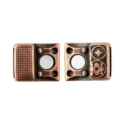 10mm Antique Copper Circles Magnetic Clasp for Flat Leather