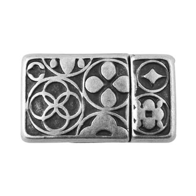 10mm Antique Silver Circles Magnetic Clasp for Flat Leather