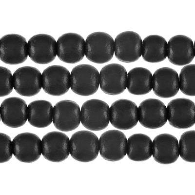 6mm Black Round Wood Beads - Goody Beads