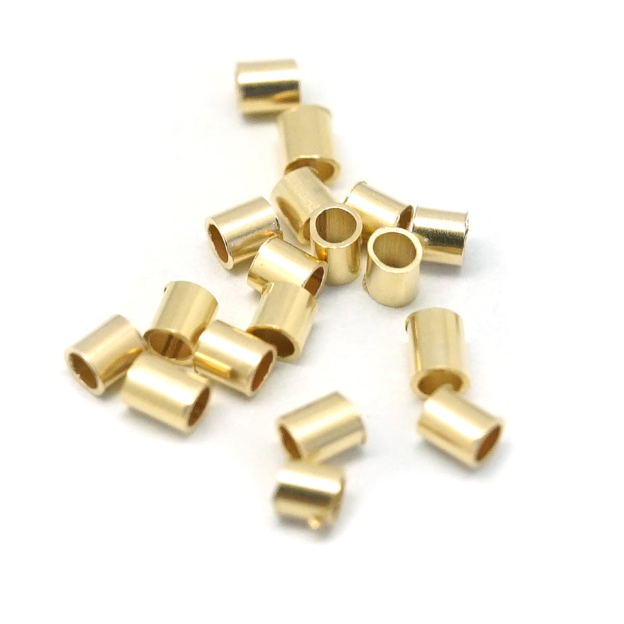 2x2mm Gold Filled Crimp Tubes from Soft Flex - Goody Beads