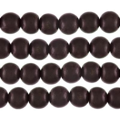 8mm Chocolate Brown Round Wood Beads - Goody Beads