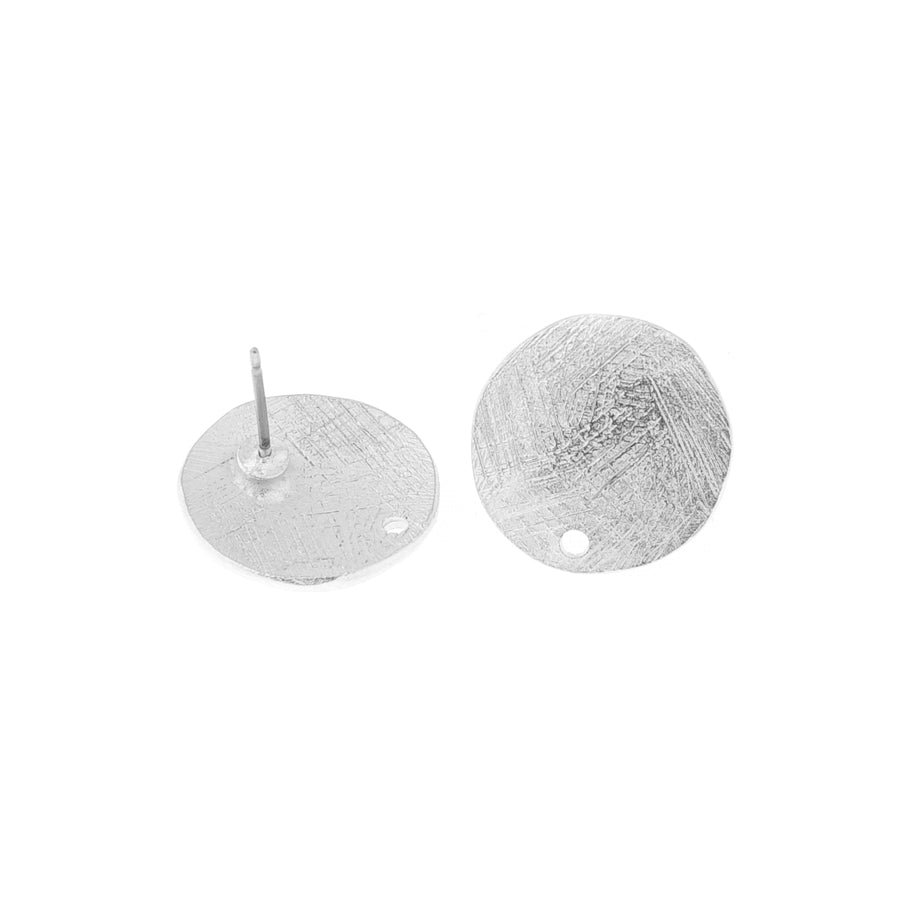 18mm Antique Silver Round Etched Post Earrings - Goody Beads