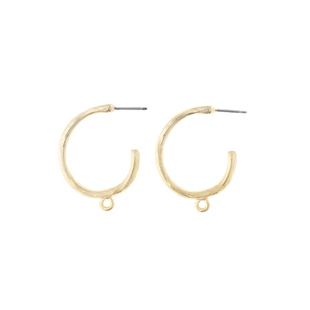 28mm Satin Gold Semi Hoop With Loop Earrings - Goody Beads