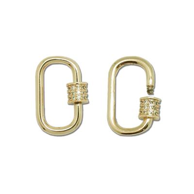 20mm Gold Plated Jewelry Carabiner Rhinestone Lock Clasp or Pendant - Goody Beads