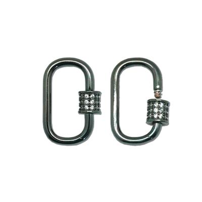 20mm Gunmetal Jewelry Carabiner Rhinestone Lock Clasp or Pendant - Goody Beads