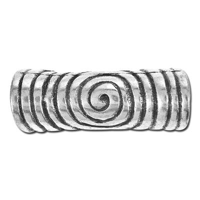 Antique Silver Spiral Long Tube Slider Bead for 5mm Round Leather - Goody Beads