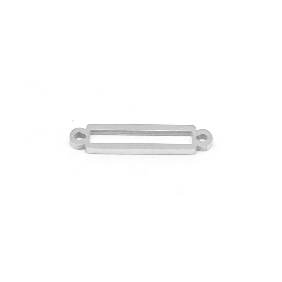 Silver-Plated Stainless Steel Beadable Rectangular Link - Goody Beads