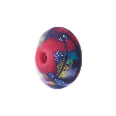 14mm Red and Black Swirls Abstract Lampwork Glass Bead - Goody Beads