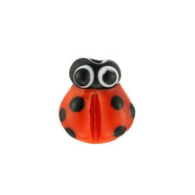 12mm Red and Black Ladybug Glass Lampwork Bead - Goody Beads