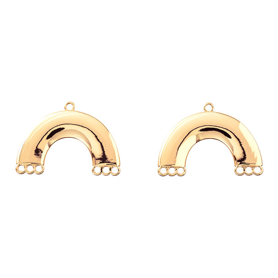 24x33mm Gold Plated Arched Components - 1 Pair - Goody Beads