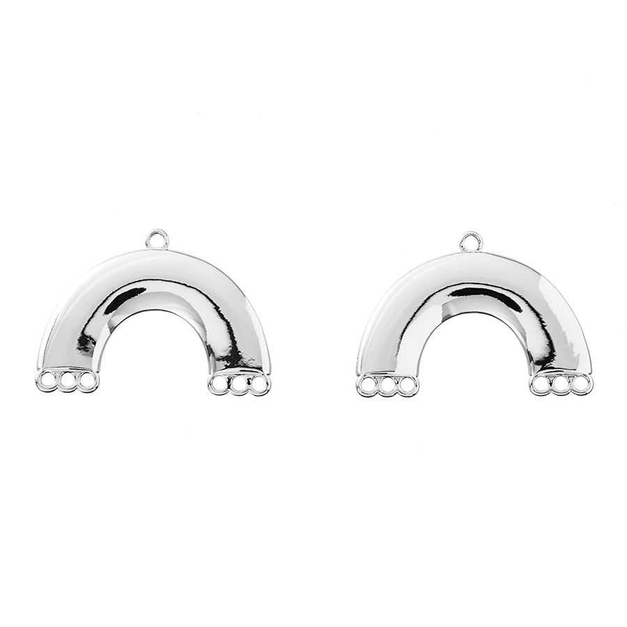 24x33mm Rhodium Plated Arched Components - 1 Pair - Goody Beads