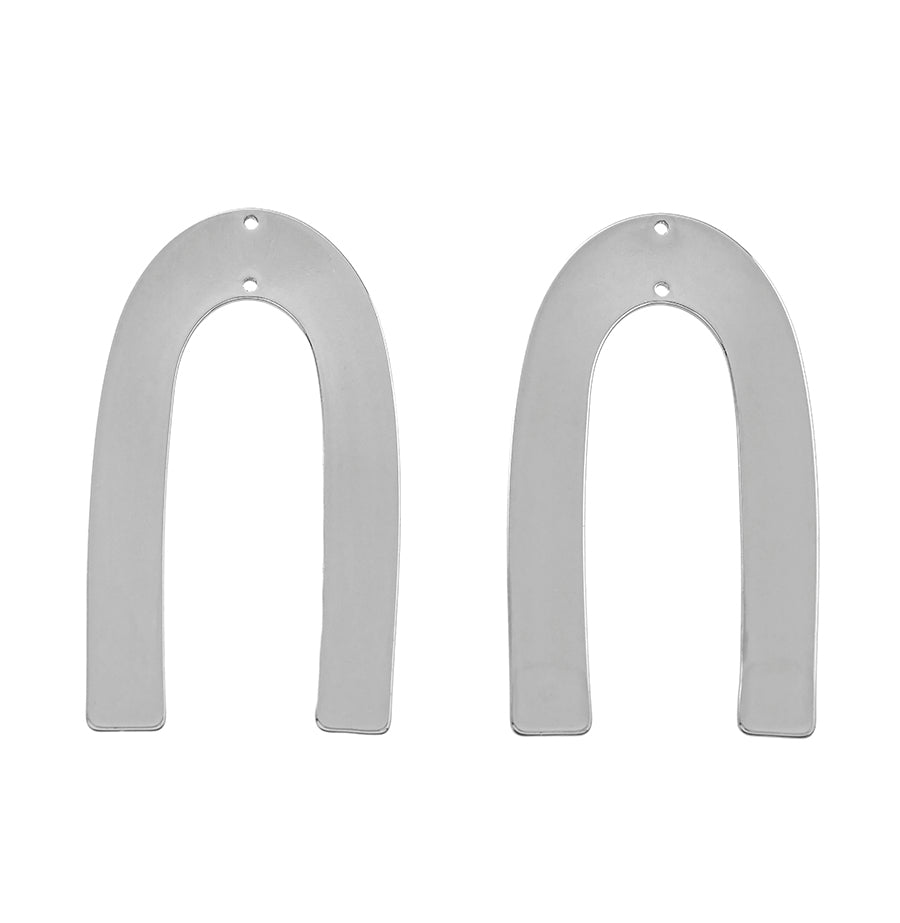 50x29mm Silver Plated Elongated Arched Components - 1 Pair - Goody Beads