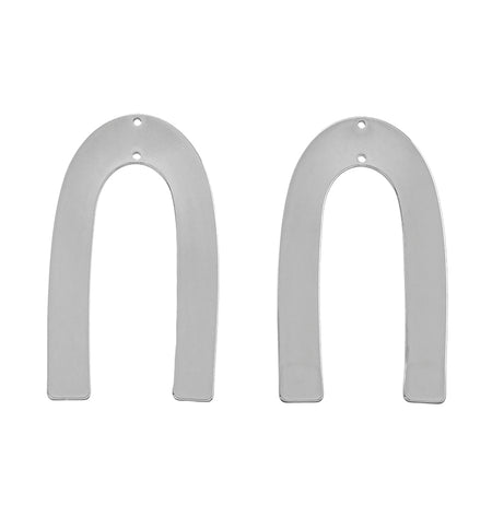 50x29mm Silver Plated Elongated Arched Components - 1 Pair - Goody Beads