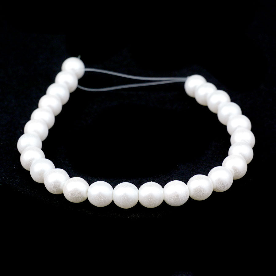 6mm Snow Czech Glass Pearls Strand - Goody Beads