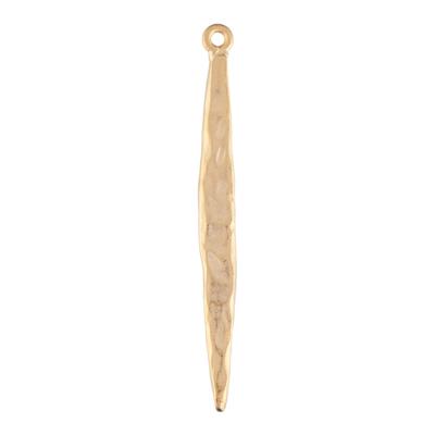 49mm Satin Gold Textured Long Oval Charm - Goody Beads