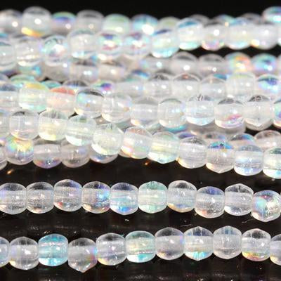 3mm Crystal Clear AB Druk Czech Glass Beads - Goody Beads