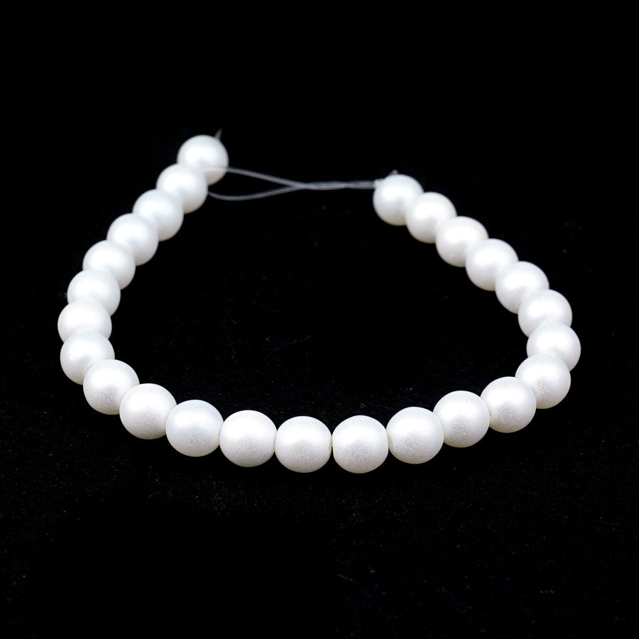 6mm Matte Snow Czech Glass Pearls Strand - Goody Beads