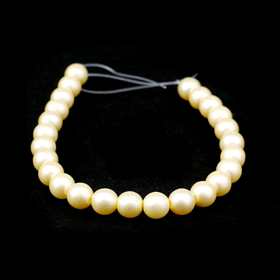 6mm Matte Cream Czech Glass Pearls Strand - Goody Beads