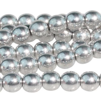 6mm Silver Druk Czech Glass Beads - Goody Beads