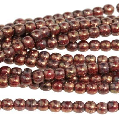 2mm Opaque Red Bronze Picasso Druk Czech Glass Beads - Goody Beads