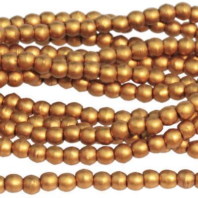 2mm Matte Metallic Antique Gold Druk Czech Glass Beads - Goody Beads