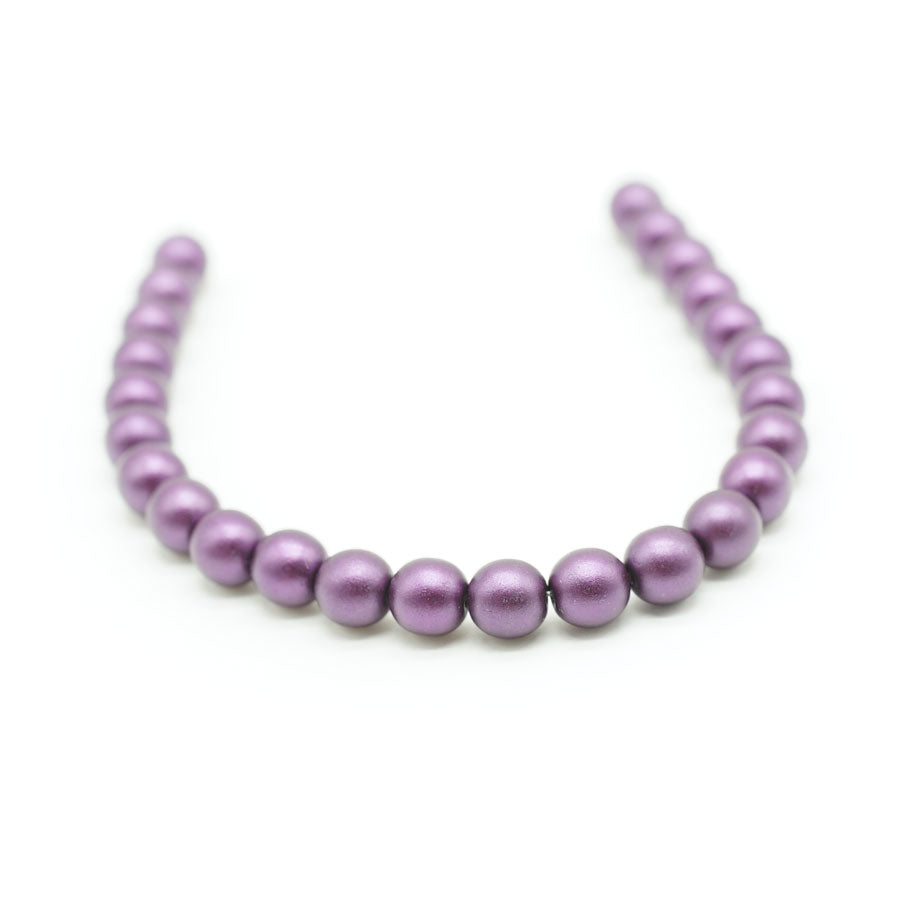 6mm Purple Velvet Czech Glass Pearls Strand - Goody Beads