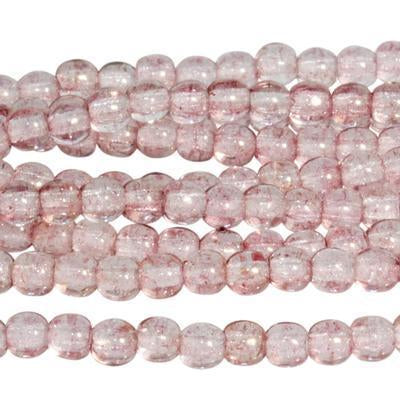 3mm Luster Transparent Topaz/Pink Druk Czech Glass Beads - Goody Beads