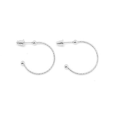 22.5mm Rhodium Plated Twisted Hoop Earrings with 3mm Ball - Goody Beads