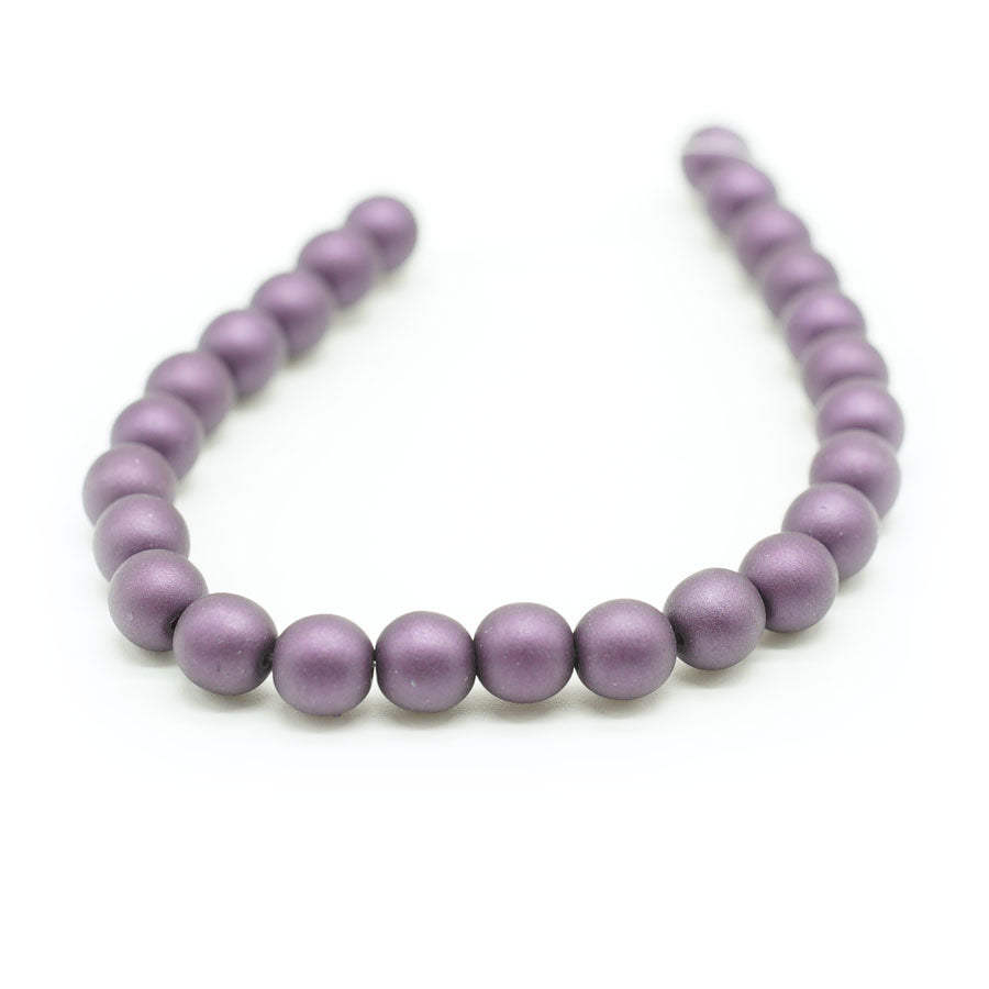 6mm Matte Purple Velvet Czech Glass Pearls Strand - Goody Beads