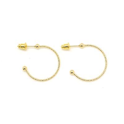22.5mm Gold Plated Twisted Hoop Earrings with 3mm Ball - Goody Beads