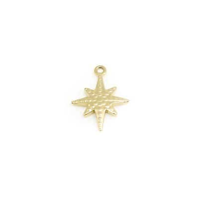 20mm Gold Plated Stainless Steel Starburst Charm - Goody Beads