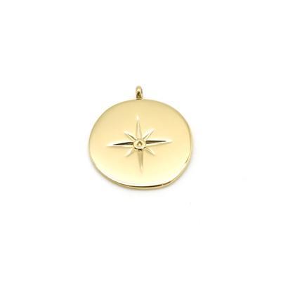 20.5mm Gold Plated Stainless Steel Round Starburst Charm - Goody Beads