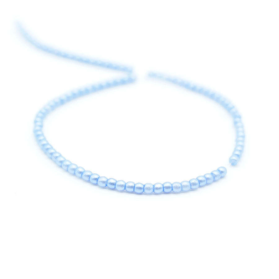 2mm Matte Baby Blue Czech Glass Pearls Strand - Goody Beads