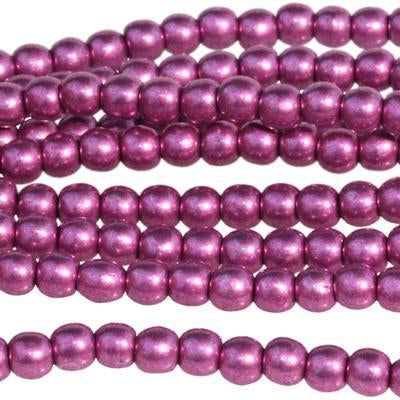 3mm Saturated Metallic Pink Yarrow Druk Czech Glass Beads - Goody Beads