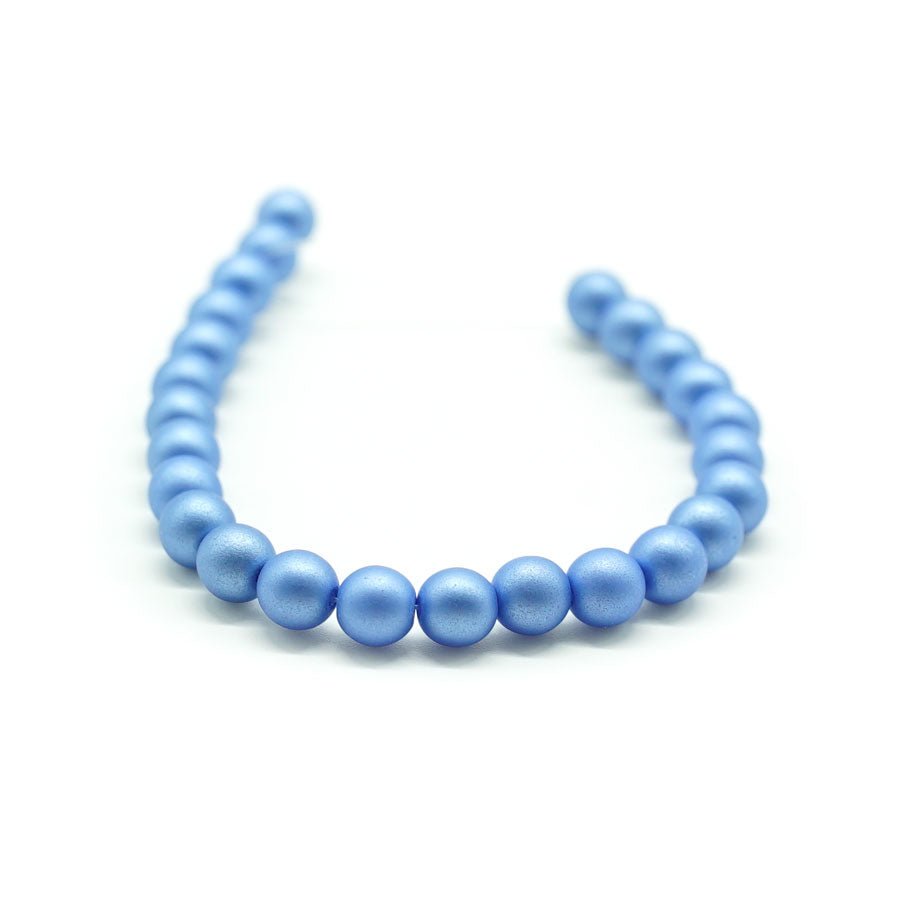 6mm Matte Baby Blue Czech Glass Pearls Strand - Goody Beads