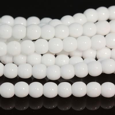 4mm Opaque White Druk Czech Glass Beads - Goody Beads