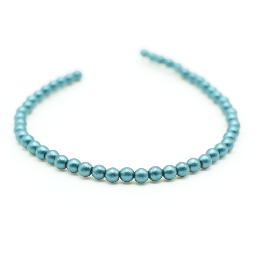 4mm Steel Blue Czech Glass Pearls Strand - Goody Beads