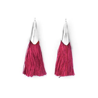 52mm Burgundy Tassel with Shiny Silver Cap - Goody Beads