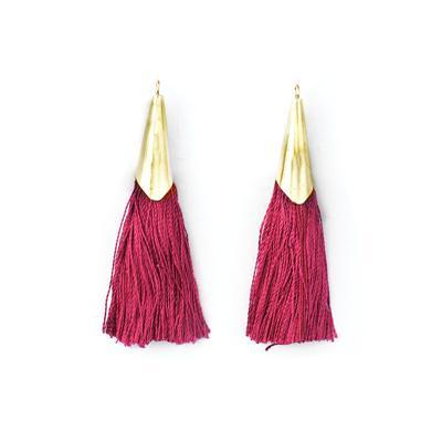52mm Burgundy Tassel with Shiny Gold Cap - Goody Beads
