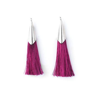 52mm Purple Tassel with Shiny Silver Cap - Goody Beads