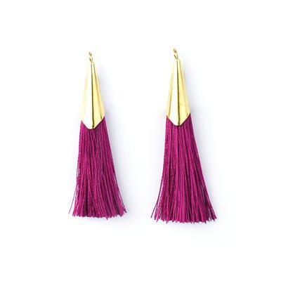 52mm Purple Tassel with Shiny Gold Cap - Goody Beads