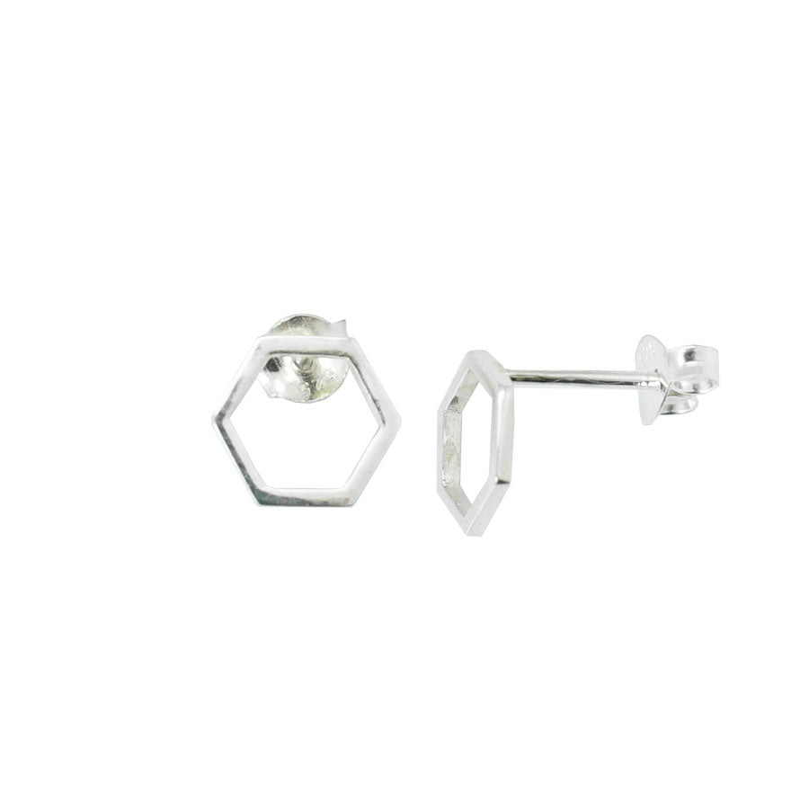 9.5mm Sterling Silver Honeycomb Hexagon Post Earrings by Nina Designs