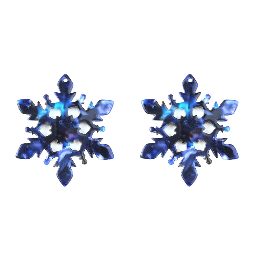35mm Blue Acetate Cutout Snowflake Pendant - Goody Beads