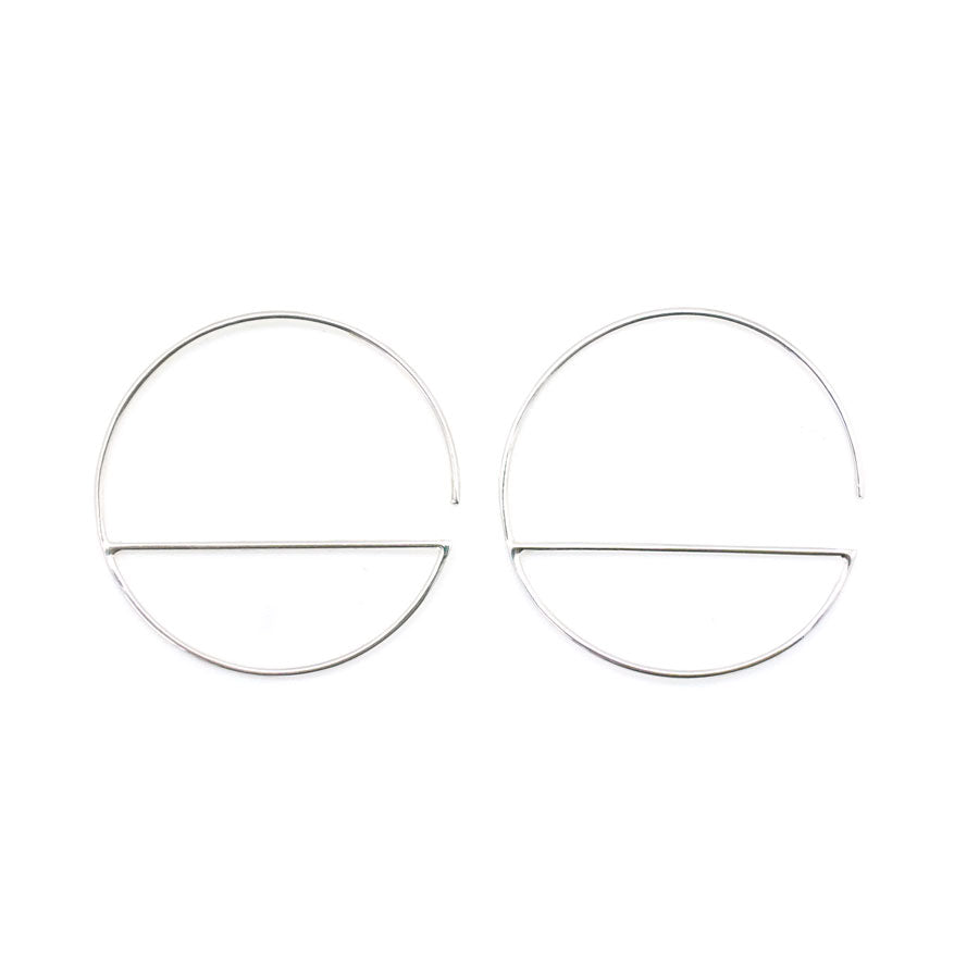 Sterling Silver Wire Horizon Line Hoop Earrings by Nina Designs