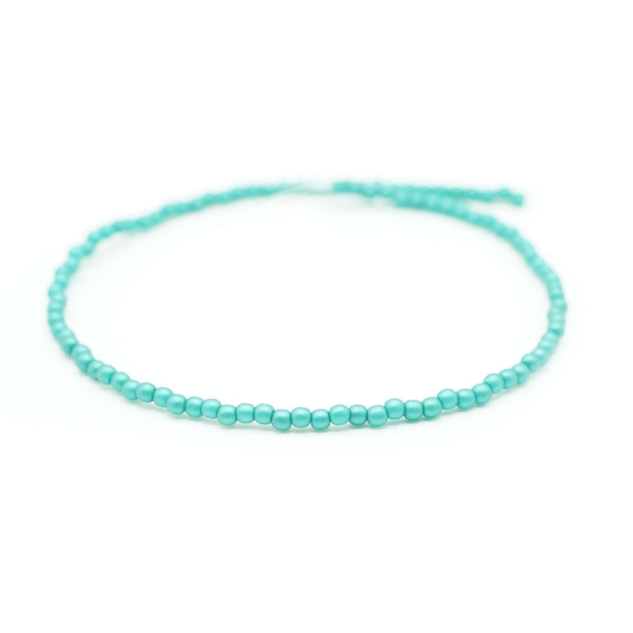 2mm Matte Teal Czech Glass Pearls Strand - Goody Beads